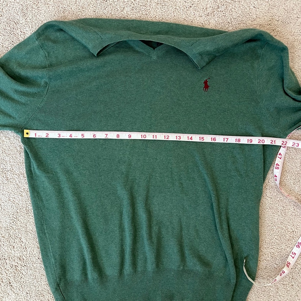 Polo Ralph Lauren Green V-Neck Fine Gauge Pima Cotton Sweater Men’s Size Large - Picture 6 of 8